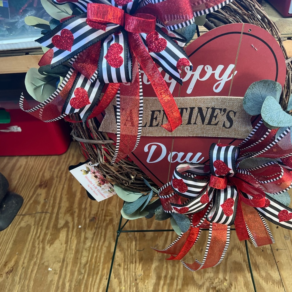 Valentine’s Day grapevine wreath